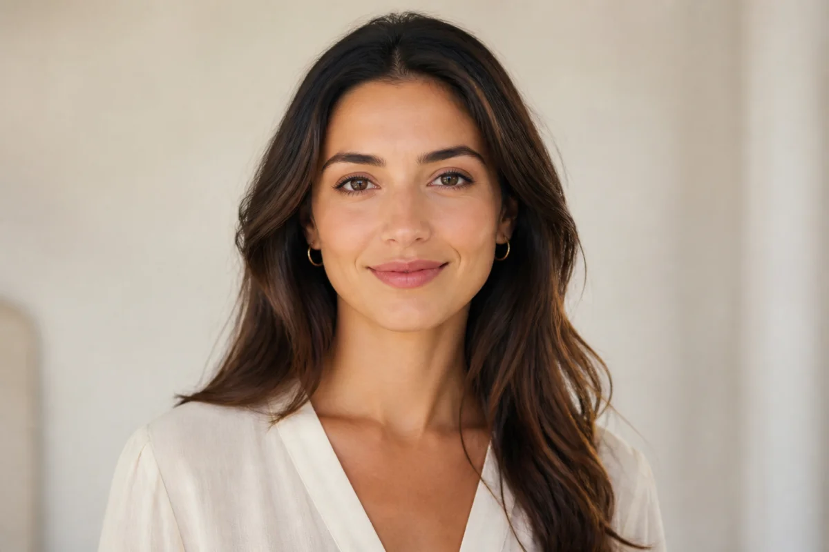 Jeune femme élégante posant en studio professionnel pour illustrer comment devenir modèle photo avec assurance.